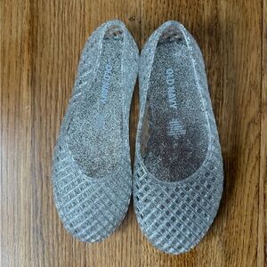 Old Navy Girls Jelly Lattice Flats, Clear Glitter, Size 13